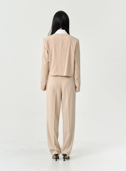 無領半短款西裝外套 OS13