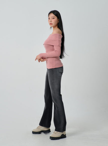 羅紋針織露肩上衣 IJ318