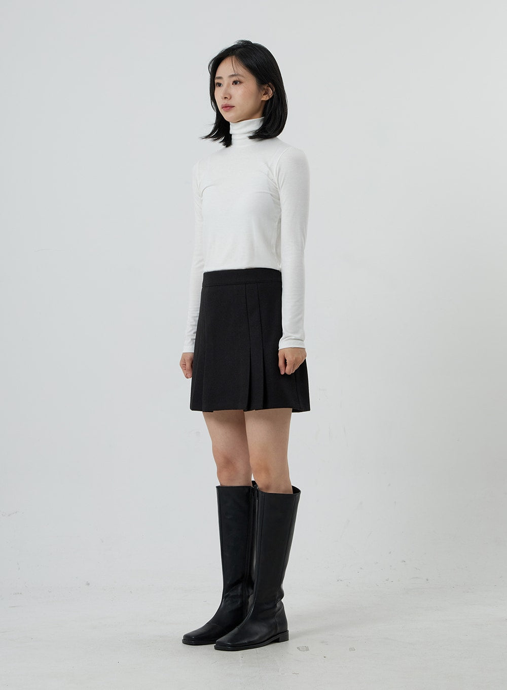 A-Line Mini Skirt In Bonded Satin Black CO, 40% OFF