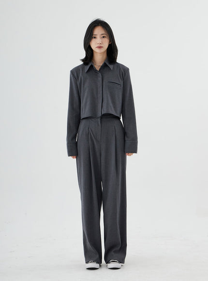 Hidden Button Crop Shirt ON11