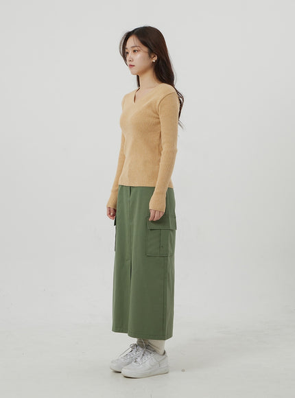 羅紋針織 V 領上衣 OJ325