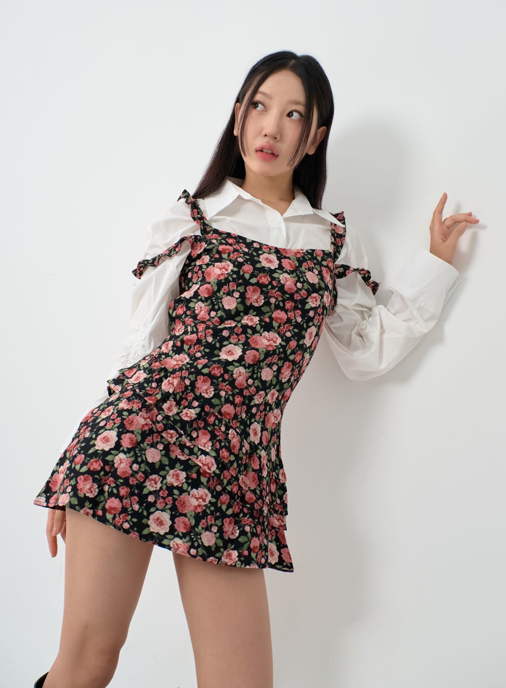 Flower Strap Mini Dress IS06