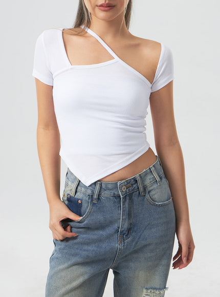 低腰破洞寬牛仔褲 CA303