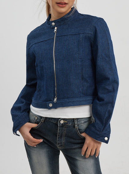 深色水洗中腰微喇牛仔褲 CJ325