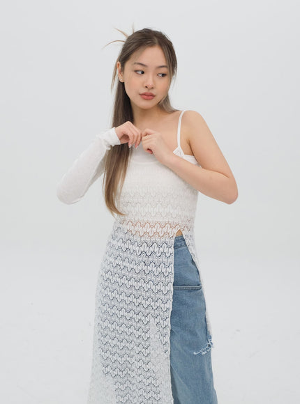 破洞闊腿牛仔褲 C1002