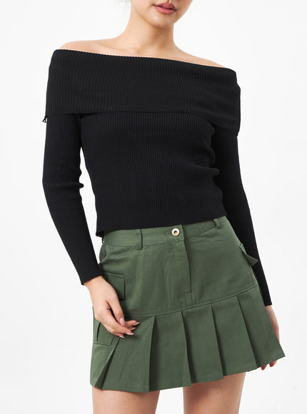 口袋百褶迷你裙 CA304