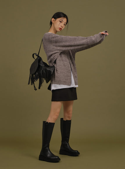 Loose Fit Knit with Two Way Zip