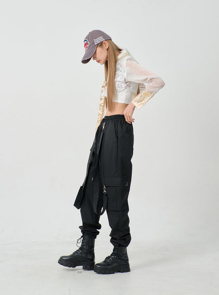 雙肩帶工裝降落傘寬鬆褲 BD23