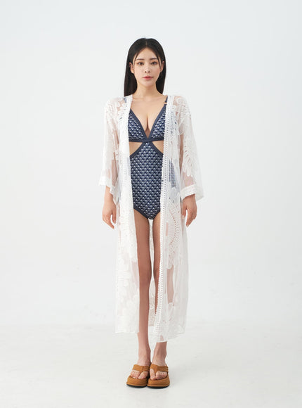 向日葵刺繡長袍IJ13