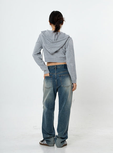 Knit Crop Hoodie Zip Up CS28