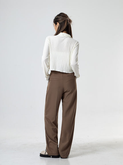 Pintuck Wide Tailored Pants With 3 Versions Of Length CG24