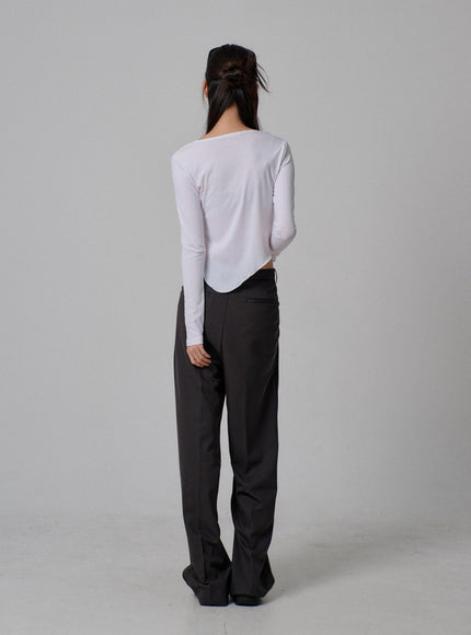 Scoop Neck Unbalanced Cropped Top IJ313