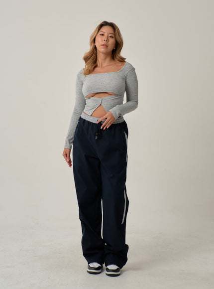 Sexy Square Neck Front Hole Top IN22