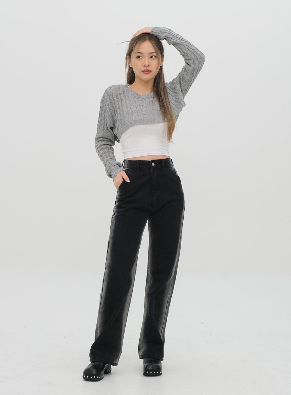 Cable Cropped Knit C1002