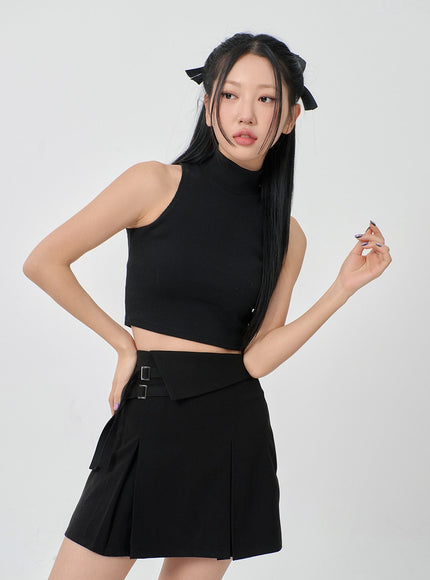 折腰二扣百褶迷你裙 BD23