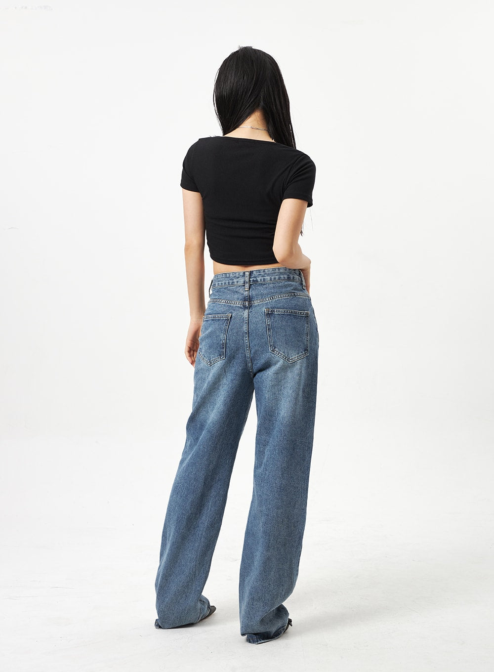 Triangular Cut Wide Denim Pants BU15 - Lewkin