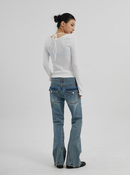 圖案羅紋針織上衣CF309