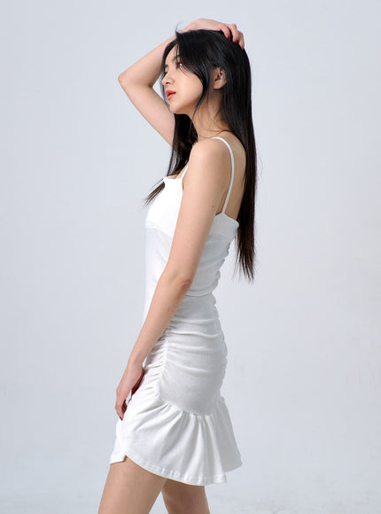 細肩帶褶邊迷你連衣裙 BJ331