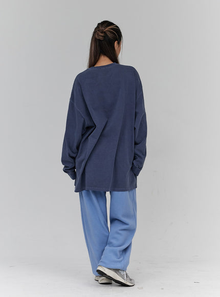 Lettering Print Oversize Long Sleeve T-Shirt Unisex CN21