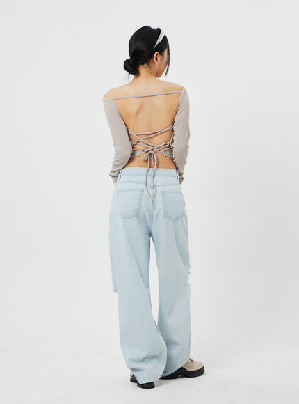 淺色破洞水洗牛仔褲 CF316