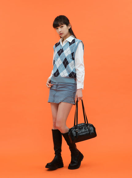 菱形圖案背心 C1703 