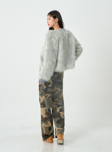 蓬鬆毛皮夾克 IO12
