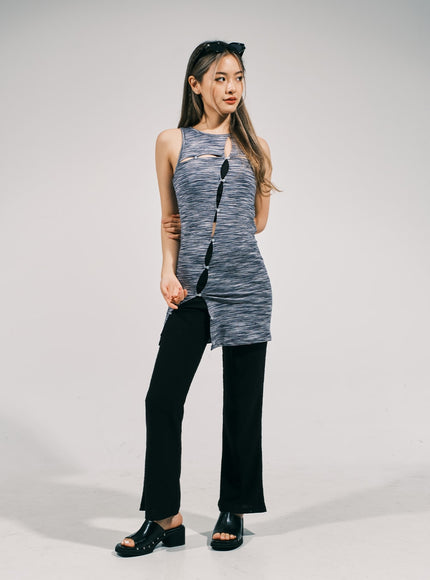 開衩分層迷你連衣裙 CJ03