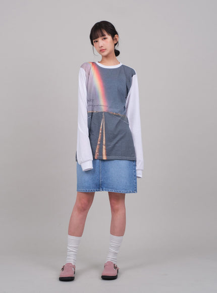 牛仔及膝裙C2701