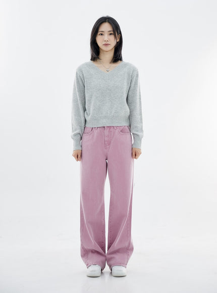 Basic V-Neck Midi Knit OO04