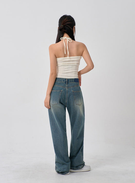 Knit Bustier Neck String Top CN09