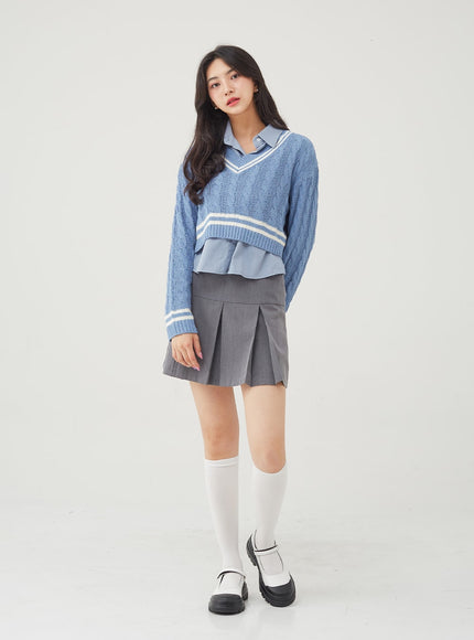 Basic Tone Down Color Crop Shirt BG23