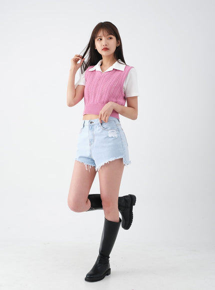 仿舊毛邊牛仔短褲 CA27