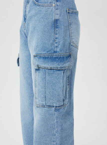 闊腿工裝牛仔褲 BF323