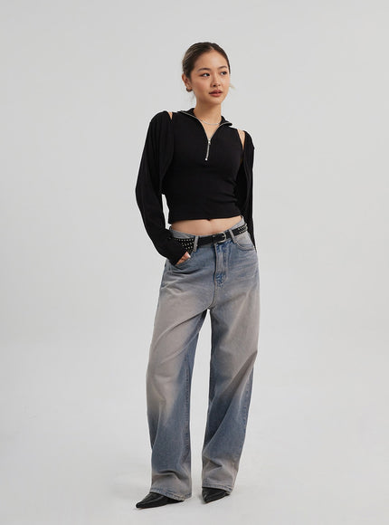 Zipper Sleeveless top Bolero Set CF310