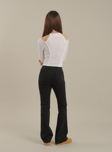 Cut Out Halter neck Long Sleeve T Shirt