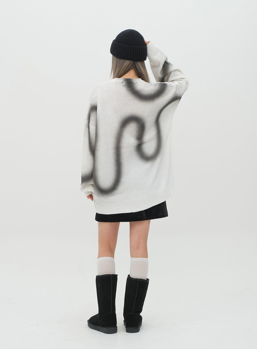 Graffiti Print Knit Pullover