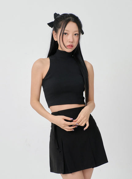 折腰二扣百褶迷你裙 BD23