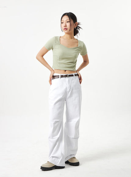 Heart Neck Cropped Tee CA320