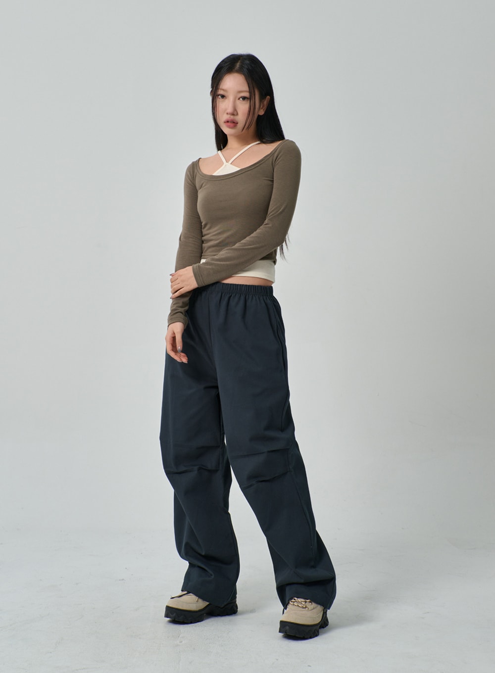 Drawstring Wide Track Pants IF314