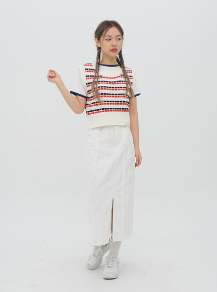 圖案短款針織背心 C1002