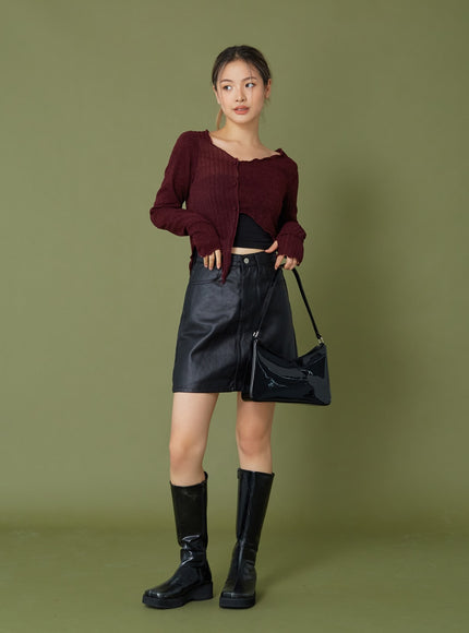Faux Leather Miniskirt CG12