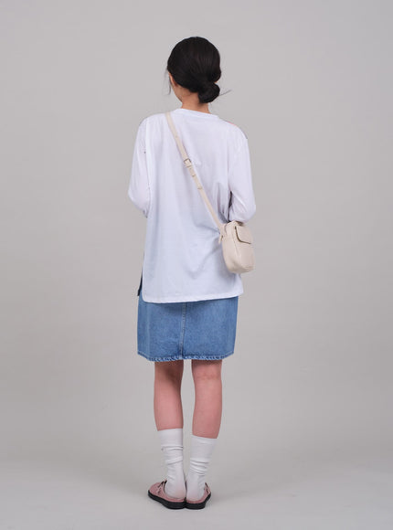 牛仔及膝裙C2701