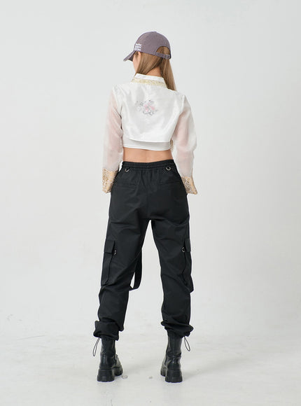 雙肩帶工裝降落傘寬鬆褲 BD23