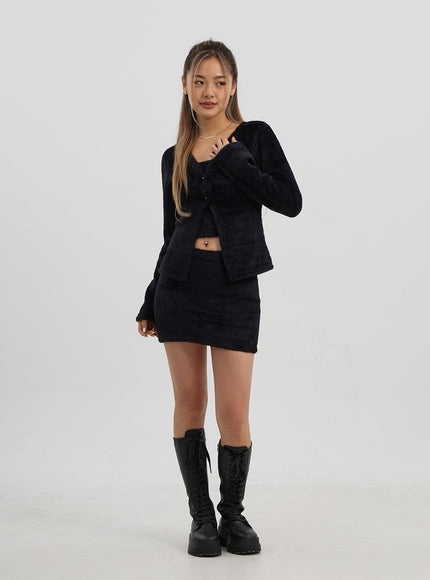 泰迪開衫抹胸迷你裙套裝CJ325