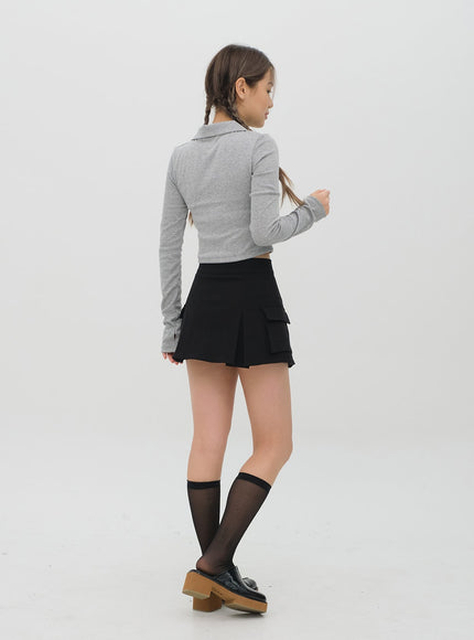 正面抽褶短款襯衫 C1002 