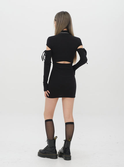 修身鏤空迷你連衣裙 C2001