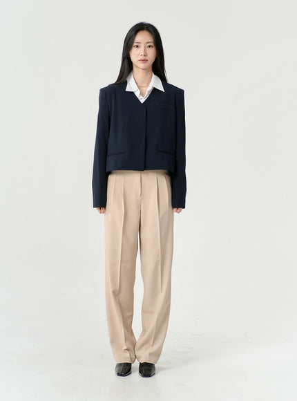 無領半短款西裝外套 OS13