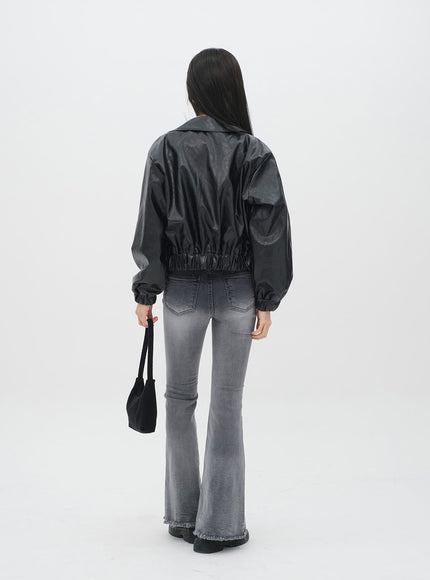 Faux Leather Crop Jacket J19