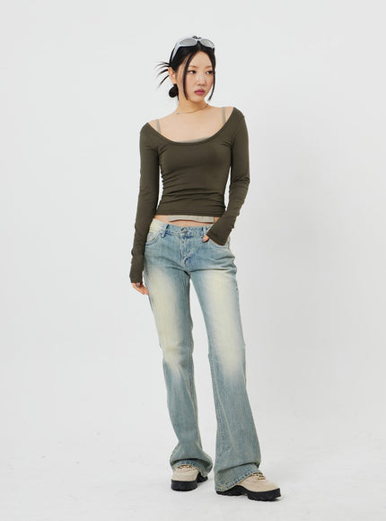 低腰微喇牛仔褲 CF315