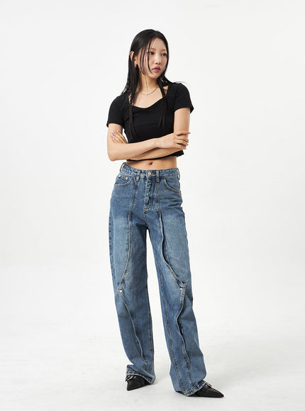 Wrapped Wide Leg Jeans CA320